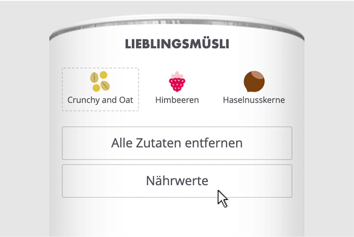 Nährwerte einblenden im Muesli Mixer